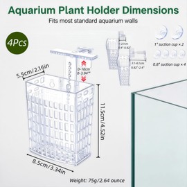 Lanxiu Aquarium Plant Holder, 4 Pcs Fish Tank Plants Holder (Transparent)