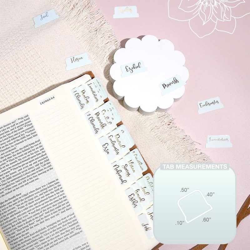 Idyllic Grace - Bible Tabs, Gold Foil Lettering, Bible Journaling,