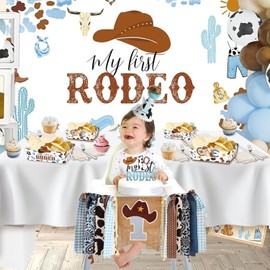 LeerooDecor 24 Pcs Western Theme Food Trays Cowboy 1st Birthday Party Decorations My First Rodeo Birthday Party Food Boats