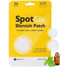 SpotLite Pimple Patches – Pack of 36, CICA & Tea Tree Oil Hydrocolloid Spot Patches, Invisible Face Dots for Spot & Acne Treatment, Fast-Acting, Korean Skincare, Stocking Filler Gift Idea, 10 & 12mm