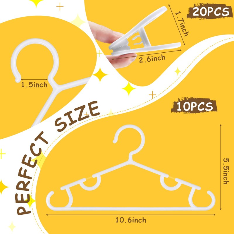 Hsei 5/10/40 Pack Baby Hangers with 10/20/80 Clips, Plastic Kids