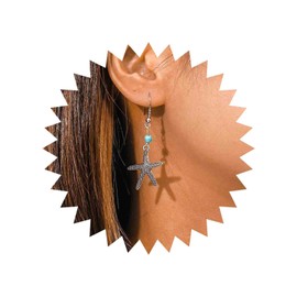 Yienate Boho Turquoise Beads Cross Earrings Silver Flora Cross Dangle Earrings Vintage Ethnic Turquoise Stone Hook Earrings Tiny Pearl Link Cross Earrings Jewellery for Women and Girls, Silver