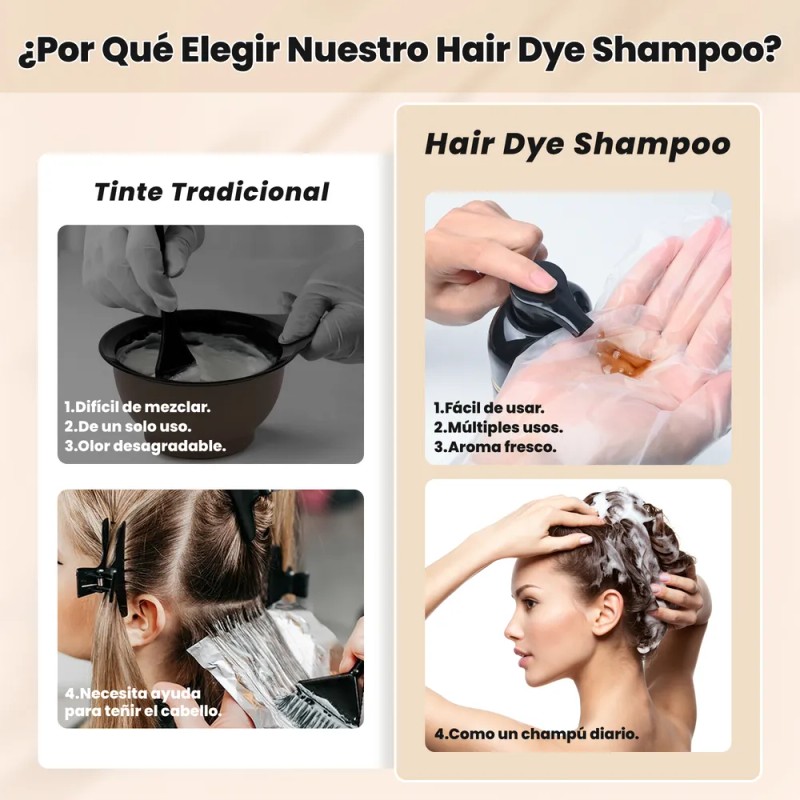 2pzs Hair Dye Shampoo Tinte Para Cubre Canas Mujer Y