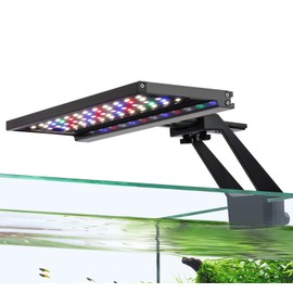 hygger Clip On Full Spectrum Aquarium LED Light, 14W Day-Night Dual Timer Sunrise-Day-Sunset-Moon Fish Tank Light, Adjustable Timer Brightness with 9 Colors for Planted Tank