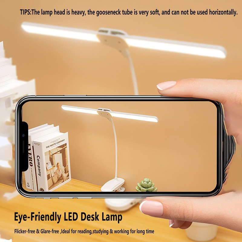 GcSige Dual Head LED Desk Lamp with Clamp, Eye-Caring Clip