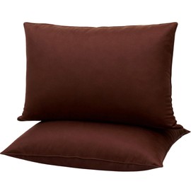 Gooeb Flat Ultra Thin Bed Pillows King Size Pillow Set of 2 Coffee Brown