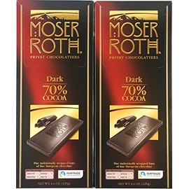 Moser Roth 70% Premium Fine German Dark Chocolate Bars. (Pack of 2)