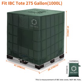 IBC Tote Cover,Zipper,Fit 275 Gallon Water Tank,420D Heavy Duty Nano Materials Waterproof (Green)