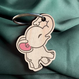 Elefant Geschenk - Elefant Schlüsselanhänger handgemacht aus Holz, Glücksbringer, Glückselefant, Elefantenanhänger für Glück, Glücksbringer Schlüsselanhänger Partner und beste Freundin