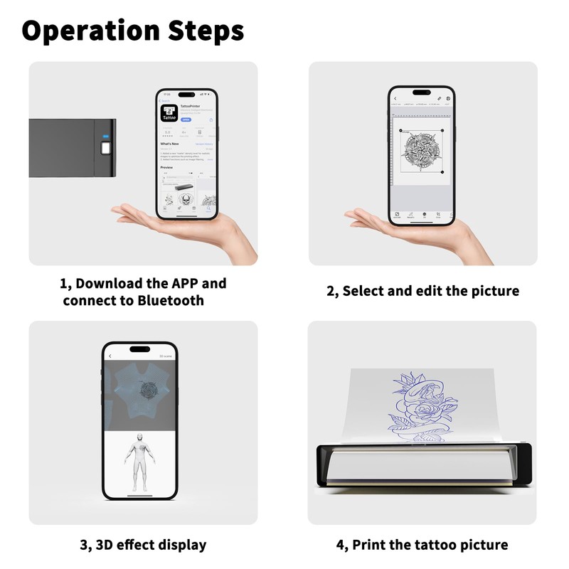 Wormhole Tattoo Wormhole Tattoo Stencil Printer, Wireless Bluetooth Tattoo Printer