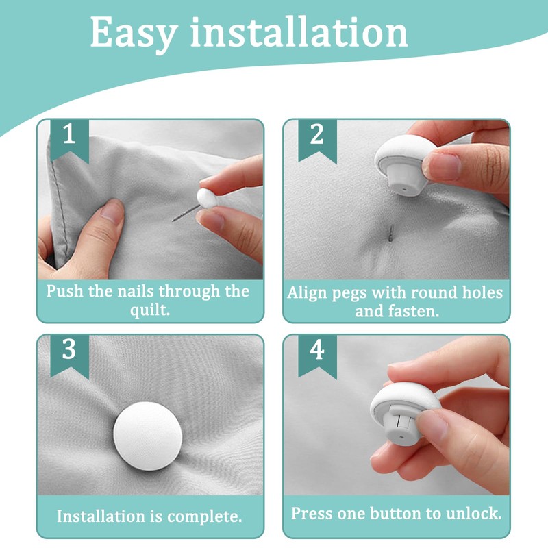 20pcs White Duvet Clips for Comforter Inside, Duvet Pins Set