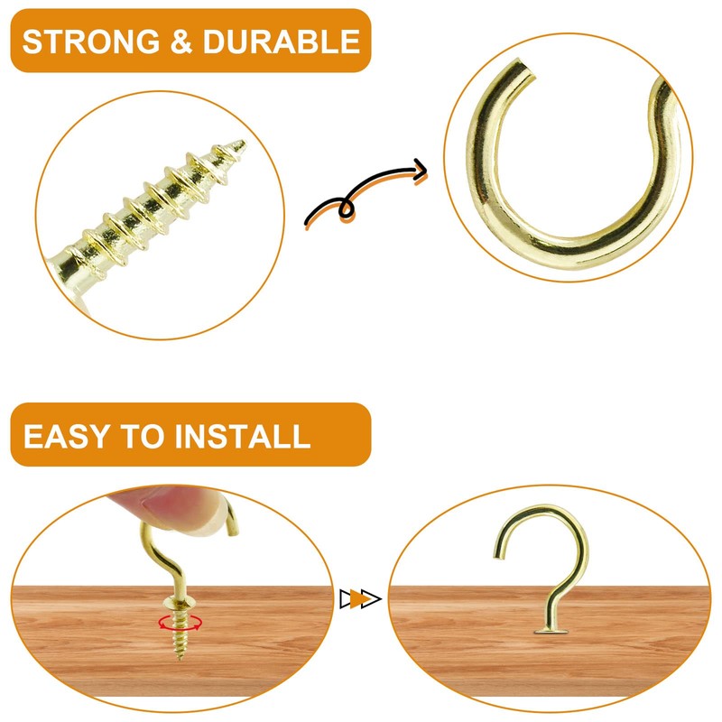 Biaungdo 100 Pcs 3/4" Ceiling Cups Hooks Screw Hooks Ceiling