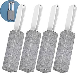 Paquete de 4 Cepillos de Piedra Pómez con Mango Extralargo, Limpiador de Inodoro de Piedra Pómez Natural para Quitar la Anilla de la Taza del Inodoro/Baño/Piscina/Cocina/Hogar, Color Gris, Material PP