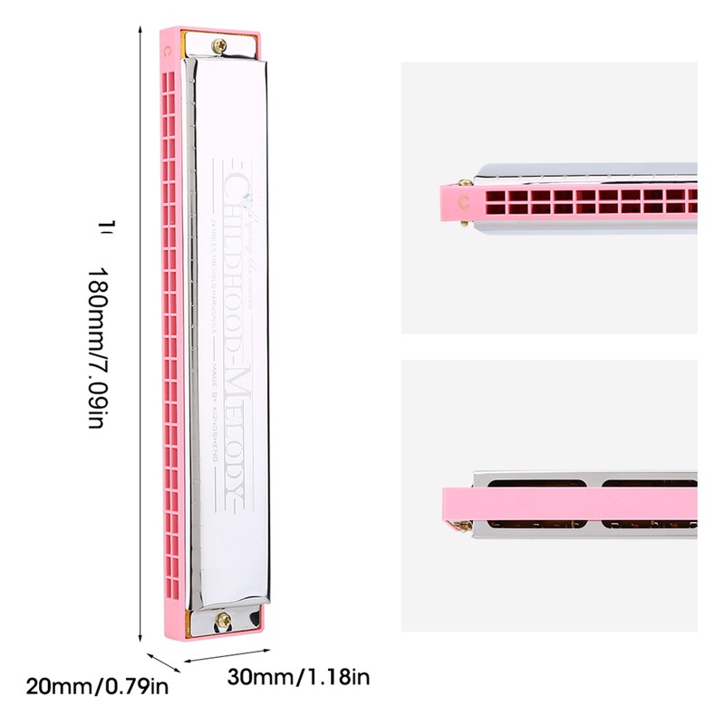 24 Holes Key of C Metal Harmonica Mouth Organ Children