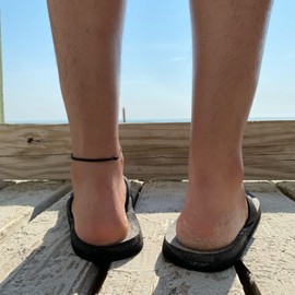 Black String Anklet for Women Men Teen - Ankle Bracelet Surfer Beach Anklets Cord Waterproof Adjustable Jewelry Unisex Summer Accessories