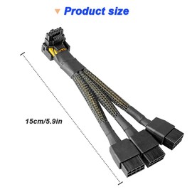 Xiatiaosann 16 AWG PCIE 5.0 12VHPWR 600W 3x8 Pin to 16Pin (12+4Pin) 90 Degree Right Angle Supply Adapter Cable for Graphics Card RTX 4090 4080 3090TI 4070Ti (type A)