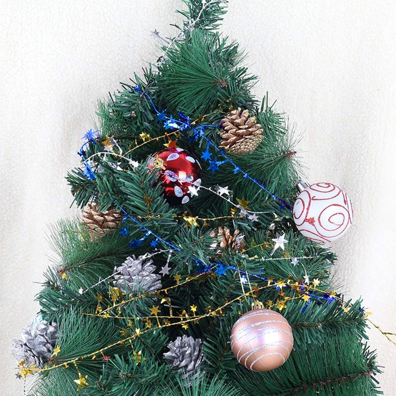 VEYLIN 50ft Star Shaped Tinsel Wire Garland for Christmas Trees