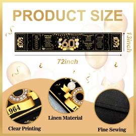 60th Birthday Decoration, 1964 Birthday Black Gold Vintage Table Runner, Back in 1964 Table Runner, 60 Year Old Birthday Party Table Decor, 1964 Birthday Table Runner for 60 Years Old Men Women