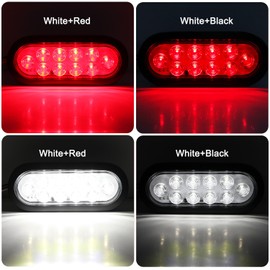 Traberm 6 Pcs 6" Inch Oval LED Trailer Tail Lights 10LED, 4 Red +2 White 6" Inch Oval LED Stop Turn Tail Brake/Reverse Trailer Lights Sealed with 3 Prong Waterproof Plug for RV Boat Truck Bus 12V