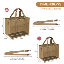 KKXIU Canvas Tote Bag for Women with Zipper and Compartments Crossbody Large Bible Messenger Purse Bag With Pockets - Brown