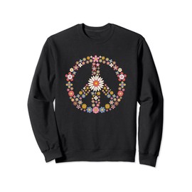 Retro Vintage Flower Design Peace Sign Sweatshirt