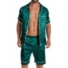 AIYINO Men's Silk Satin Pajamas Sets Short Sleeve Sleepwear Button-Down