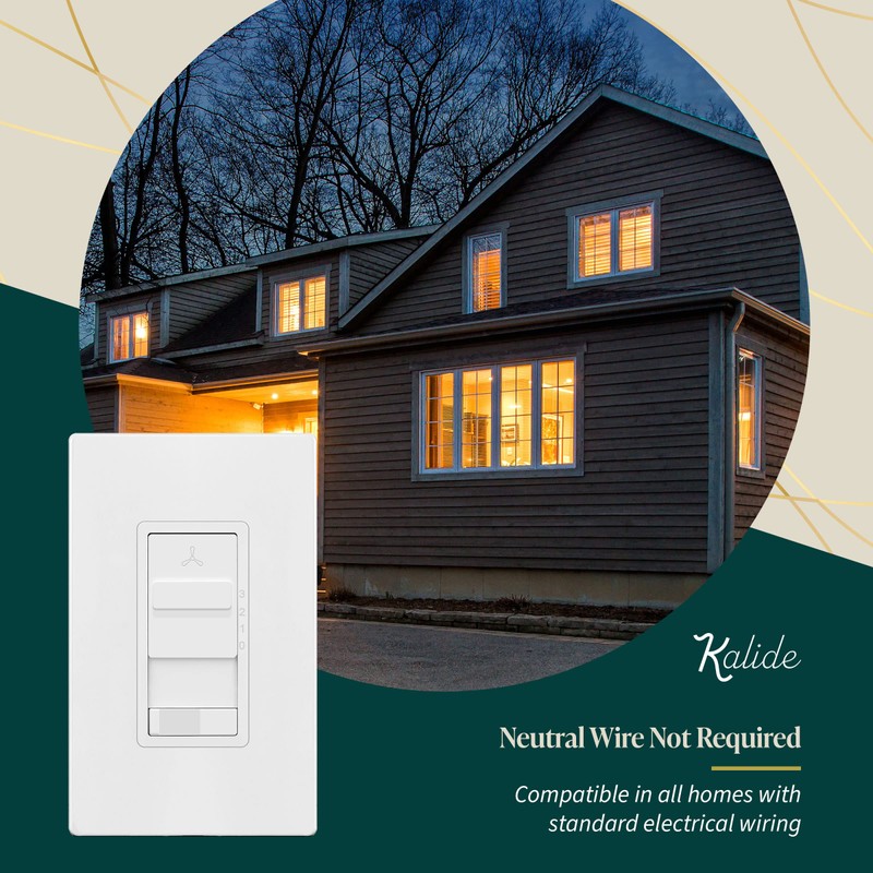 TOPGREENER Kalide Light Switch and 3-Speed Ceiling Fan Control Combo,