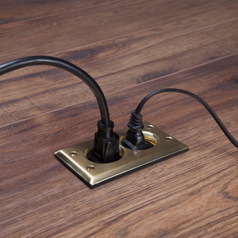 Hubbell 6500BR-5 15 Amp Rectangular Floor Box Kit, Metallic Cover