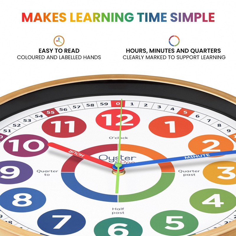 Oyster&Pop Extra Large Learning Clock for Kids - 14 Inch
