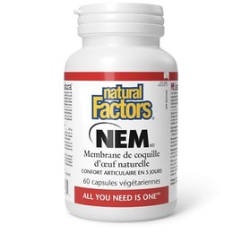 Natural Factors Natural Factors NEM Natural Eggshell Membrane 500 mg, 60 vegetarian capsules, Joint Comfort in 5 Days, Nutrients Essential for Healthy Joints