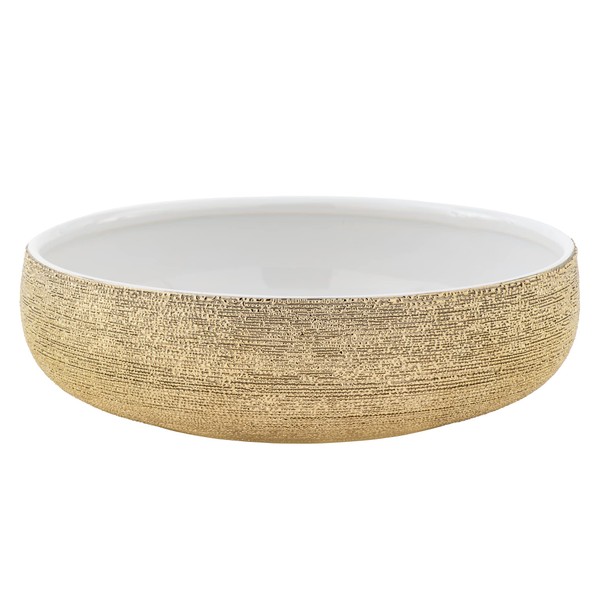 Torre & Tagus Brava Spun Textured Metallic Gold Bowl Decorative Bowl for Living Room & Centerpiece Display | Ceramic Bowl | Bowls for Decor | Handcrafted by Skilled Artisans | Gold 3”