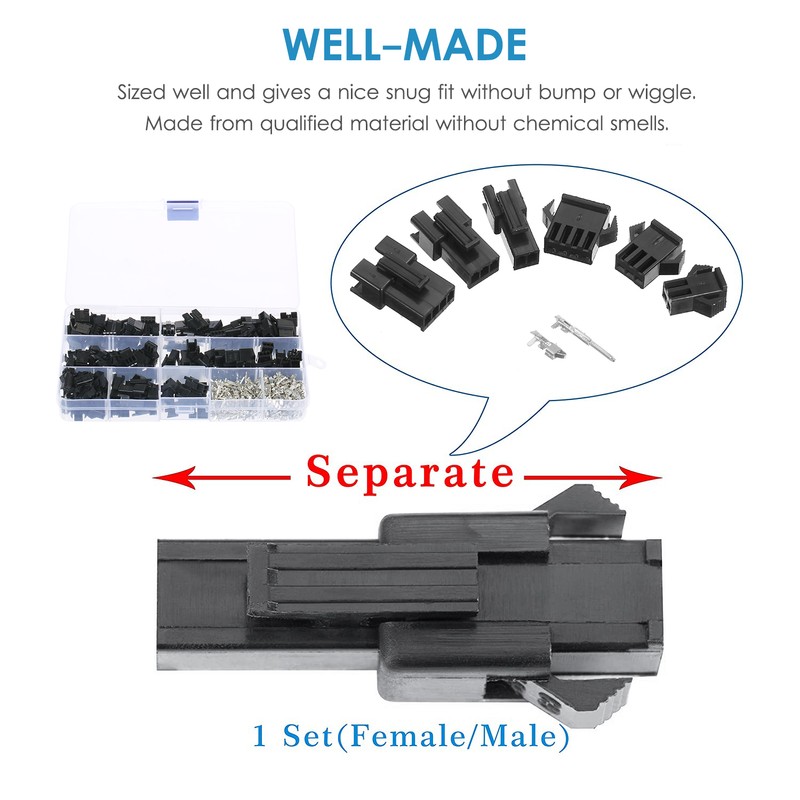 480Pcs JST 2.54mm Pitch 2-Pin 3-Pin 4-Pin Connector Housing Assortment
