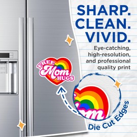 (2 Pack) Free Mom Hugs Gay Pride Magnets - LBGTQ Magnet - Gay Pride Month Magnet - 5" On Longest Side - Premium Magnet - for Cars, Refrigerators, Toolboxes, Lockers - Made in USA - MAG1692