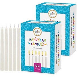The Dreidel Company 44 White Hanukkah Candles for All 8 Nights of Chanukah (2-Pack)