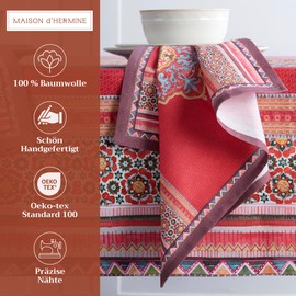 Maison d' Hermine Ispahan 100% Cotton Soft and Comfortable Set of 4 Napkins Perfect for Family Dinners | Weddings | Cocktail | Kitchen | Home | Thanksgiving/Christmas (45 cm x 45 cm)