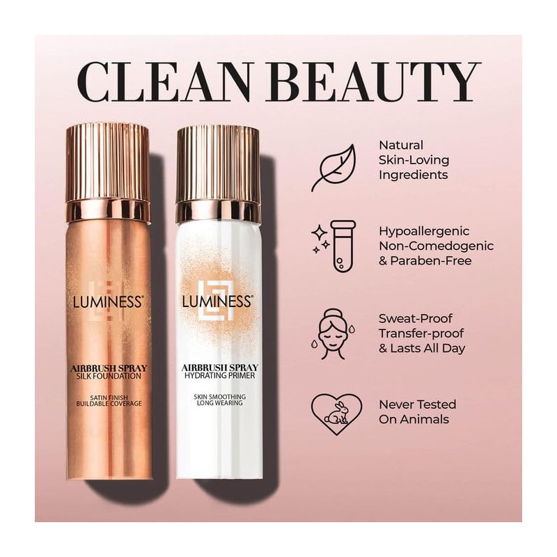 LUMINESS Silk Airbrush Spray Foundation 3-PC Kit - Foundation, Primer