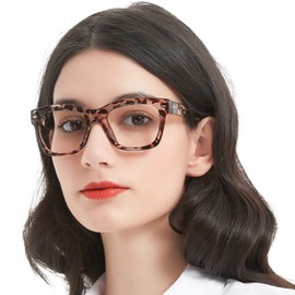 MARE AZZURO Large Reading Glasses 1.0 Women Designer Square Readers 1.00 1.25 1.50 1.75 2.00 2.25 2.50 2.75 3.00 3.50 4.00 5.00 6.00 (Leopard, 100)