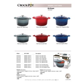 Crock-Pot Artisan Round Enameled Cast Iron Dutch Oven, 3-Quart, Gradient Teal