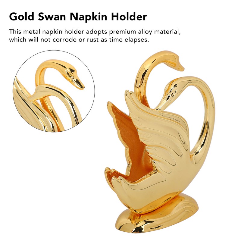 Swan Napkin Holder Golden Swan Design Rustproof Alloy Elegant Style