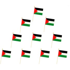 10 Pack Palestine Flags - PSE Handheld Flag-Desktop Flag-5x8 In, Palestinian Mini Flag. Suitable For Party Decorations, Store Displays, Bar Decorations And National Day Parades.