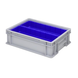 Insert Box Divider Set for Euro Containers, Drawers with Inner Dimensions 362 x 262 mm (L x W), 102 mm High, Various Sizes/Colours (Set of 2 Including Box, Blue)