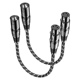 VANDESAIL XLR Cables 0.3m / 1ft 2 Pack, Nylon Braided XLR Microphone Cable Male to Female, Oxygen-Free Copper (OFC),Balanced 3-Pin, Short Audio Mic Lead for Studio, Speaker, Recording,Mixer, PA