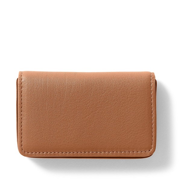 Leatherology Cognac Business Card Case, Magnetic Closure ID Holder, Full