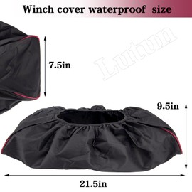 Lutun Heavy Duty Waterproof Winch Cover - 8500-12000 lbs, 600D Oxford Fabric Dustproof Protection