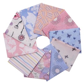 Caspi Crafts -10 Pieces 18"x21" Fat Quarters Fabric Bundles Pink, Spring Floral Cotton Fabric, Fabric for Crafts, Precut Squares for Sewing, Quilting, Patchwork, (Baby Pink & Blue)