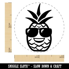 Pineapple with Sunglasses Self-Inking Rubber Stamp for Stamping Crafting Planners - 1/2 Inch Mini - Pink Ink