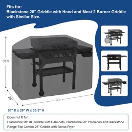 BEOTBRMI Grill Cover for Blackstone 28" Griddle,Waterproof,Anti-UV 5483 BBQ Grill Cover,2 Burner Flat Top Gas Grill Cover