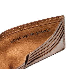 House of Jack Co. Baseball Wallet for Men, Leather Bifold with Two ID Windows, Full-Grain Cowhide Baseball Fan Gift, Brown