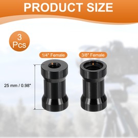 PATIKIL Camera Spigot Screws Converter 1/4" to 3/8" Female to Female, 3 Pack Tripod Screw Adapter Spigot Stud for Light Stand Hot Shoe Cold Shoe Adapter Ball Head Flash, Black