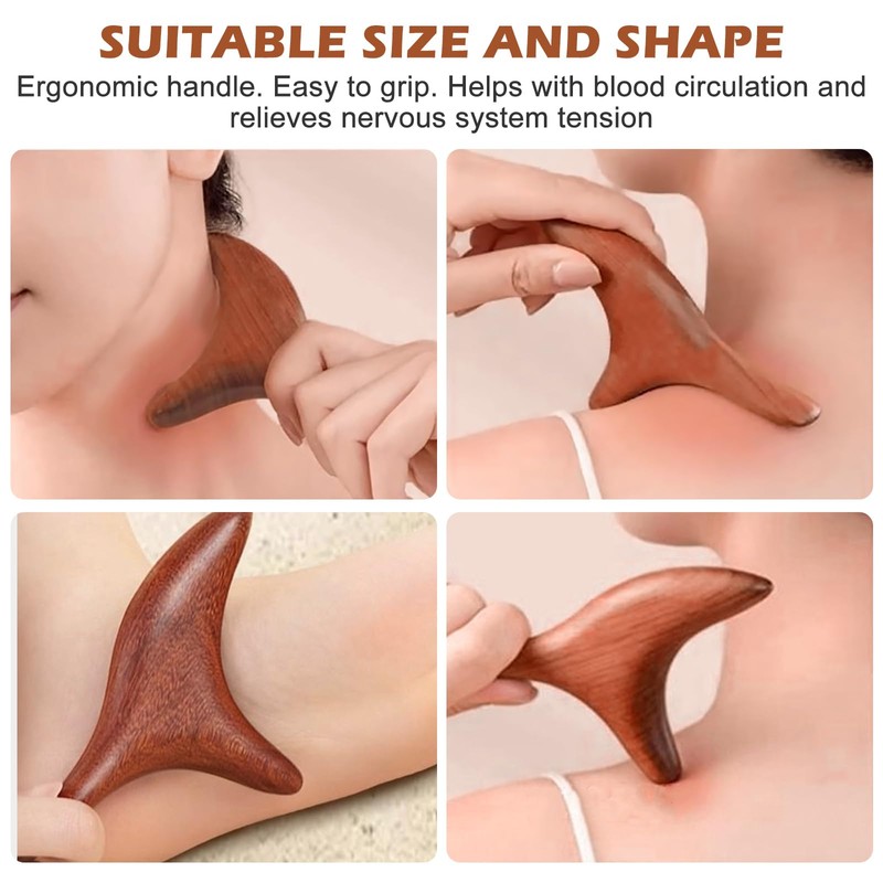 Set of 4 Wooden Massage Sticks, Triangular Knobble, Trigger Massage